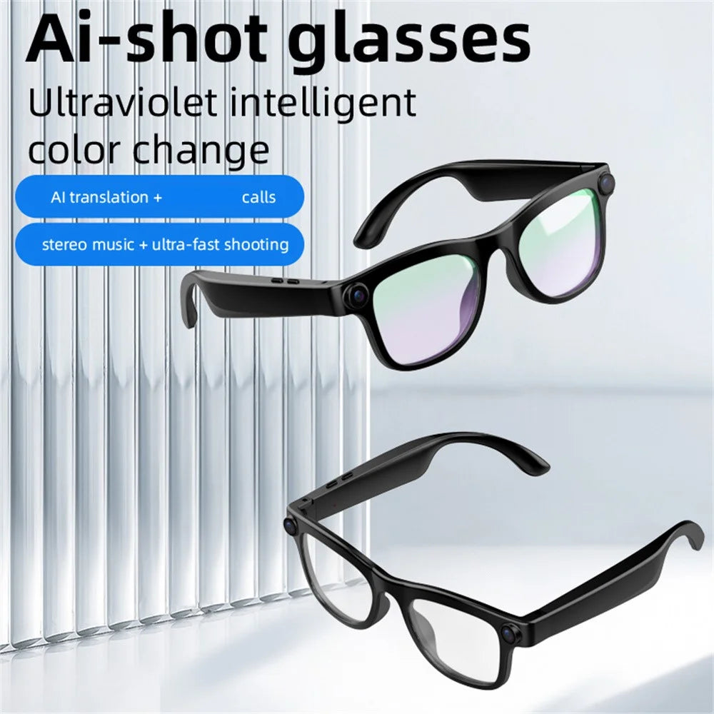 FG02 Smart Glasses AI Voice Camera Photo Real-time Translation Call Sunglasses 512MB Memory - Black - 6