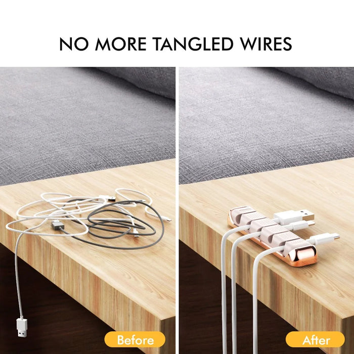 AHASTYLE PT125 2Pcs Cable Management Organizer Aluminum Alloy Silicone 5 Slots Desktop Wire Holder Clip - Pink - 5