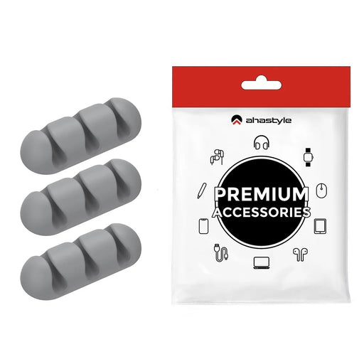 AHASTYLE WE31 3Pcs Cable Organizer Clip 3 Slot Silicone Adhesive Cable Management For Desk Car Office Wire Holder - Grey - 1