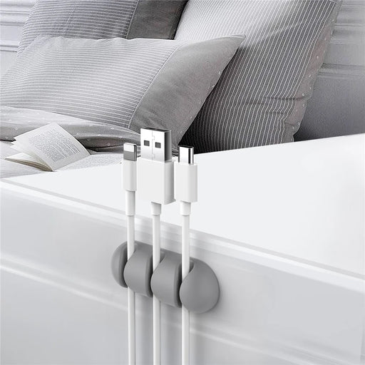 AHASTYLE WE31 3Pcs Cable Organizer Clip 3 Slot Silicone Adhesive Cable Management For Desk Car Office Wire Holder - Grey - 2
