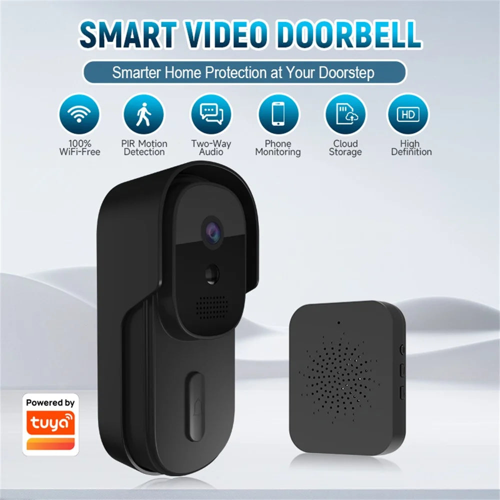 WF01D-013D 720P HD Smart Video Doorbell PIR Motion Detection Tuya APP Wireless Doorbell Camera - Black - 2
