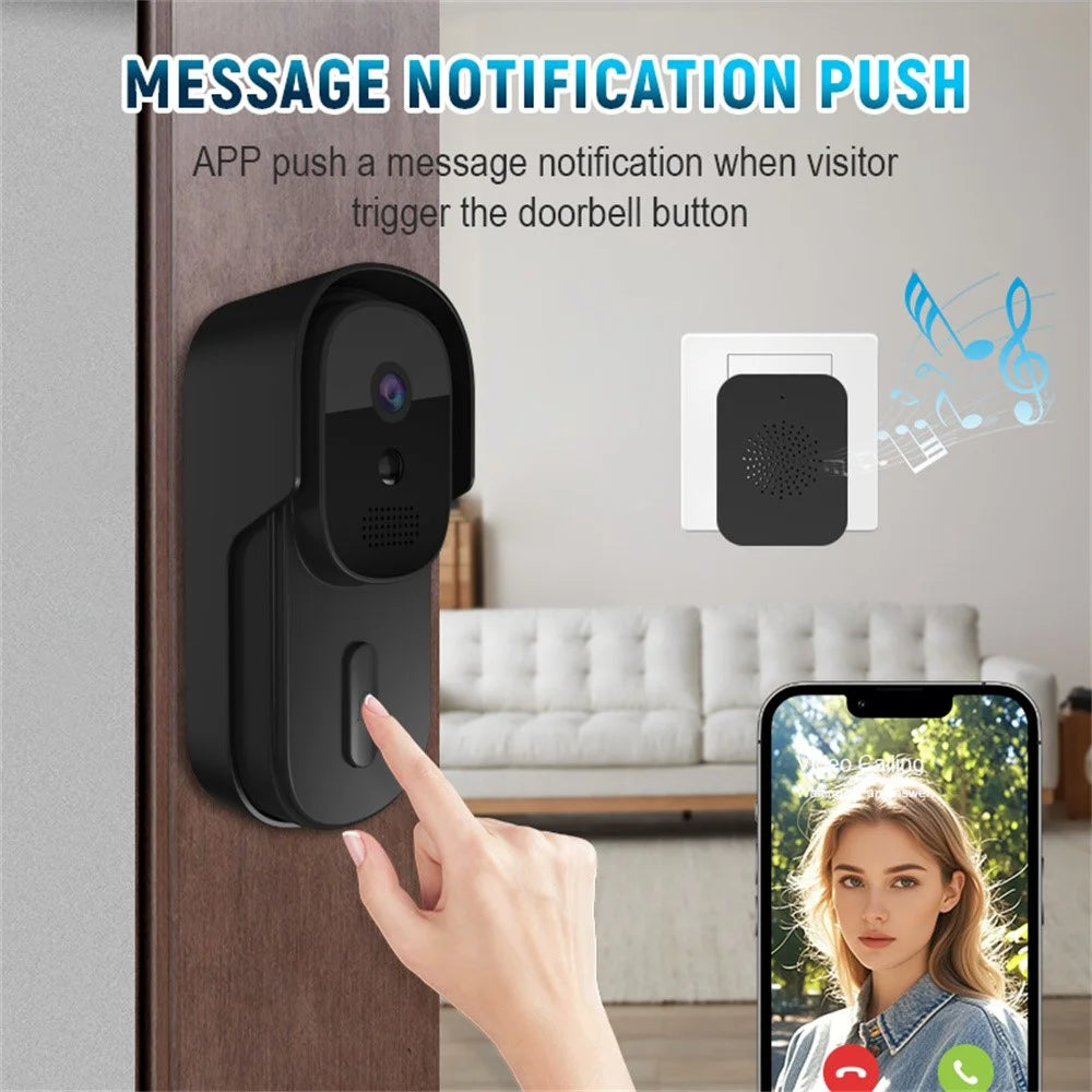 WF01D-013D 720P HD Smart Video Doorbell PIR Motion Detection Tuya APP Wireless Doorbell Camera - Black - 3