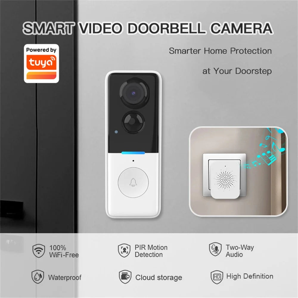 WF015D-013D PIR Motion Detection 720P HD Smart Video Doorbell Tuya APP Two Way Audio Wireless Doorbell Camera - Black - 2
