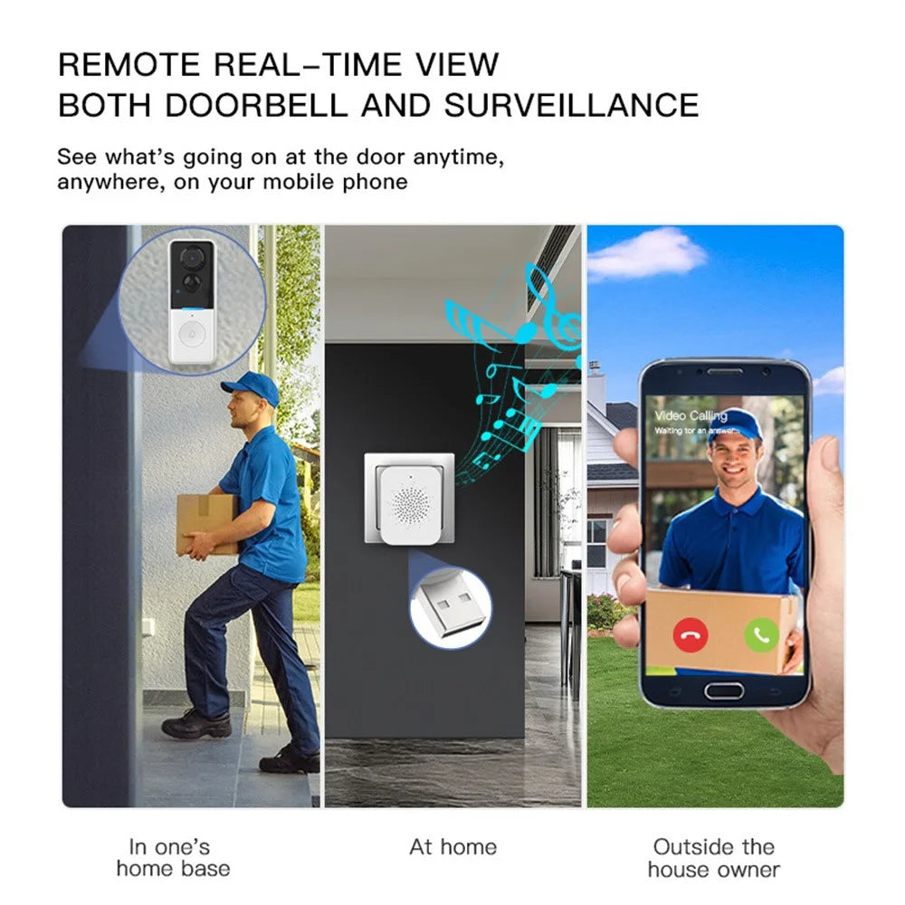 WF015D-013D PIR Motion Detection 720P HD Smart Video Doorbell Tuya APP Two Way Audio Wireless Doorbell Camera - Black - 6
