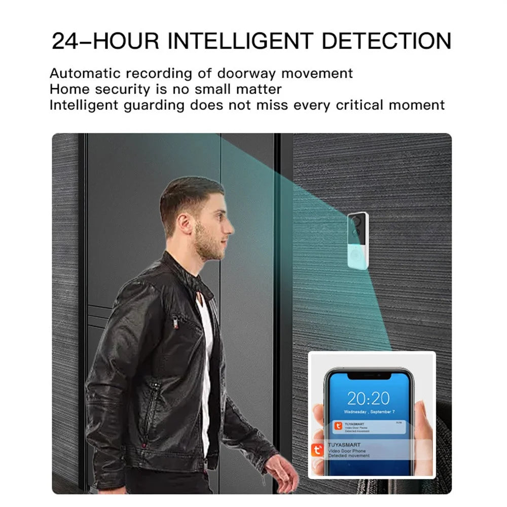 WF015D-013D PIR Motion Detection 720P HD Smart Video Doorbell Tuya APP Two Way Audio Wireless Doorbell Camera - Black - 7