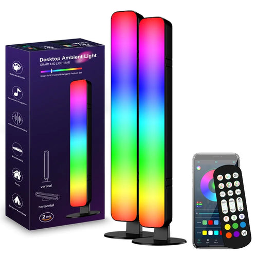 D04 2Pcs Sound Pickup RGB Desktop Ambient Light Smart Gaming Light Bar with Remote Control, Bluetooth-compatible Version - 1
