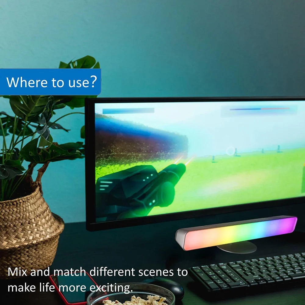 D04 2Pcs Sound Pickup RGB Desktop Ambient Light Smart Gaming Light Bar with Remote Control, Bluetooth-compatible Version - 7