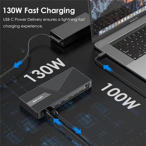 WAVLINK UG69PD24PRO 12 in 1 Docking Station Triple 4K Display Support PD 130W Fast Charging - EU Plug - 2