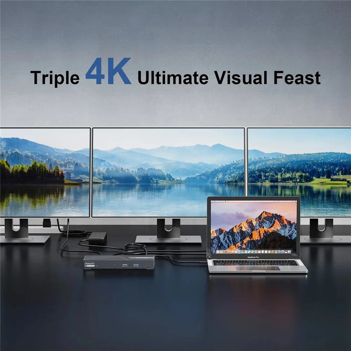 WAVLINK UG69PD24PRO 12 in 1 Docking Station Triple 4K Display Support PD 130W Fast Charging - EU Plug - 5