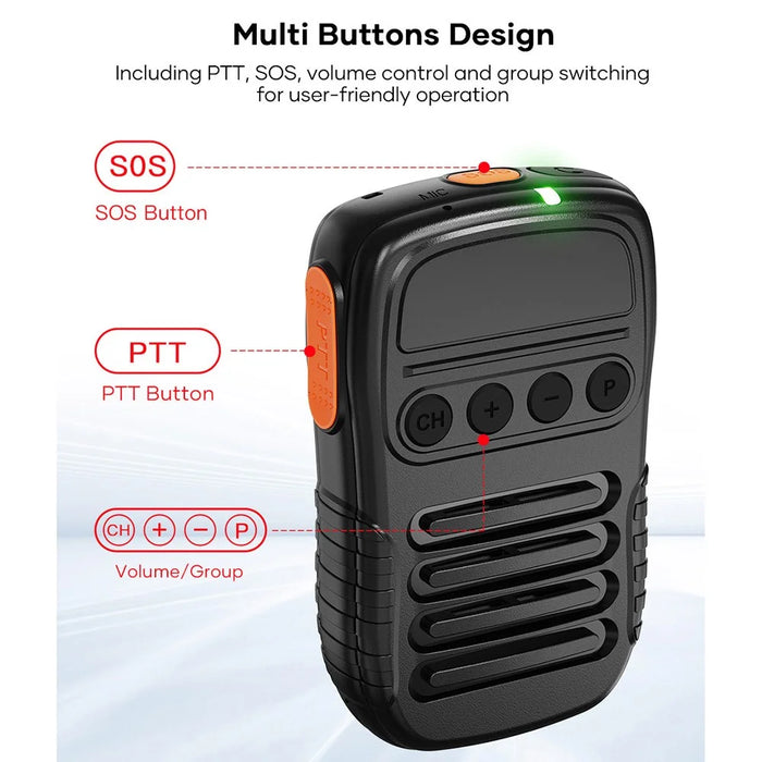 UNIWA BM008 Wireless Handheld Intercom PTT Microphone Bluetooth-Compatible 3W Speaker Walkie Talkie - Black - 7
