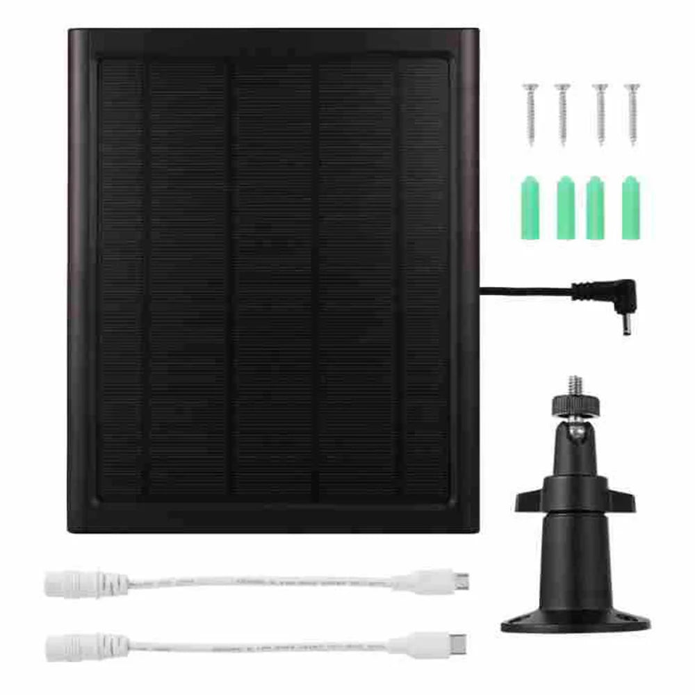 CSP8W-DC 8W 5V Solar Charging Panel for Security Camera Doorbell Weatherproof Outdoor Power Supply - Black - 1