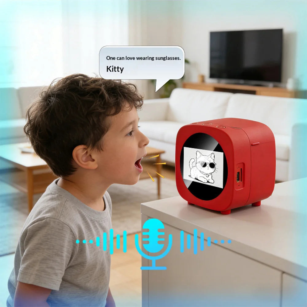 X16 AI Voice Control Smart Kids Drawing Printer 2.4 Inch HD Screen Thermal Pocket Printing Machine - Red - 2