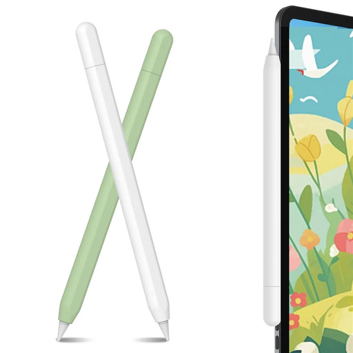 AHASTYLE PT65-3 2Pcs for Apple Pencil 3 Silicone Case Ultra Thin Stylus Protective Sleeve - White / Avocado Green - 1