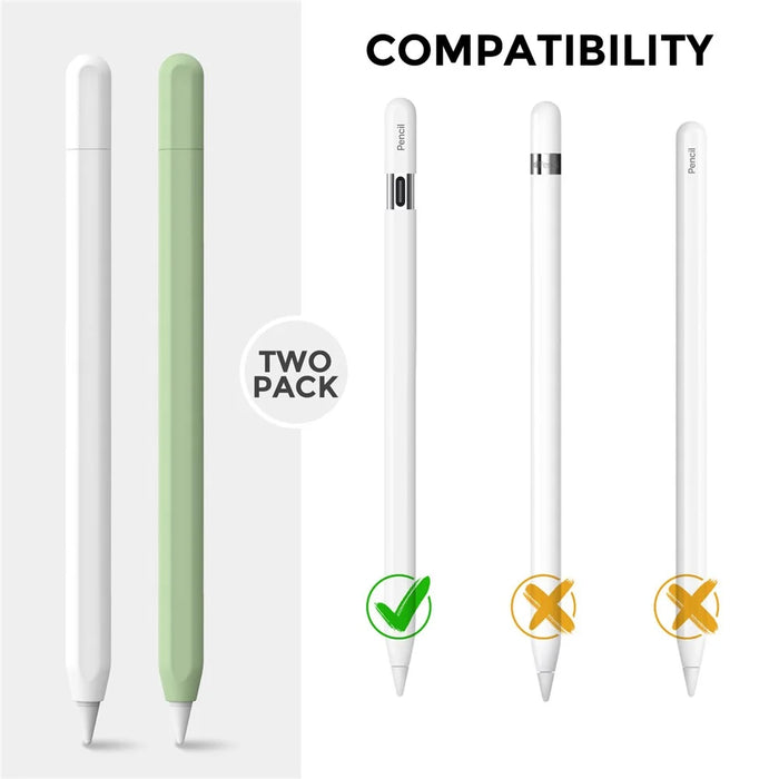 AHASTYLE PT65-3 2Pcs for Apple Pencil 3 Silicone Case Ultra Thin Stylus Protective Sleeve - White / Avocado Green - 2