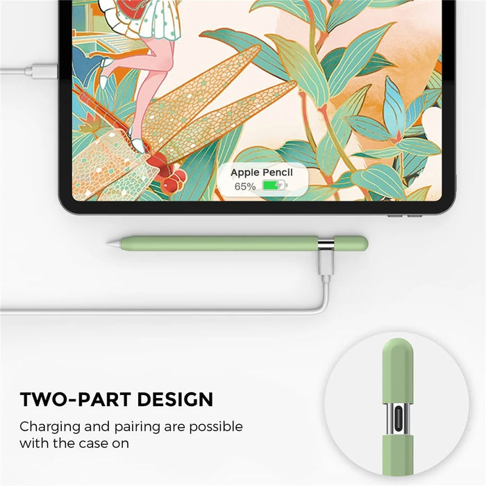 AHASTYLE PT65-3 2Pcs for Apple Pencil 3 Silicone Case Ultra Thin Stylus Protective Sleeve - White / Avocado Green - 3