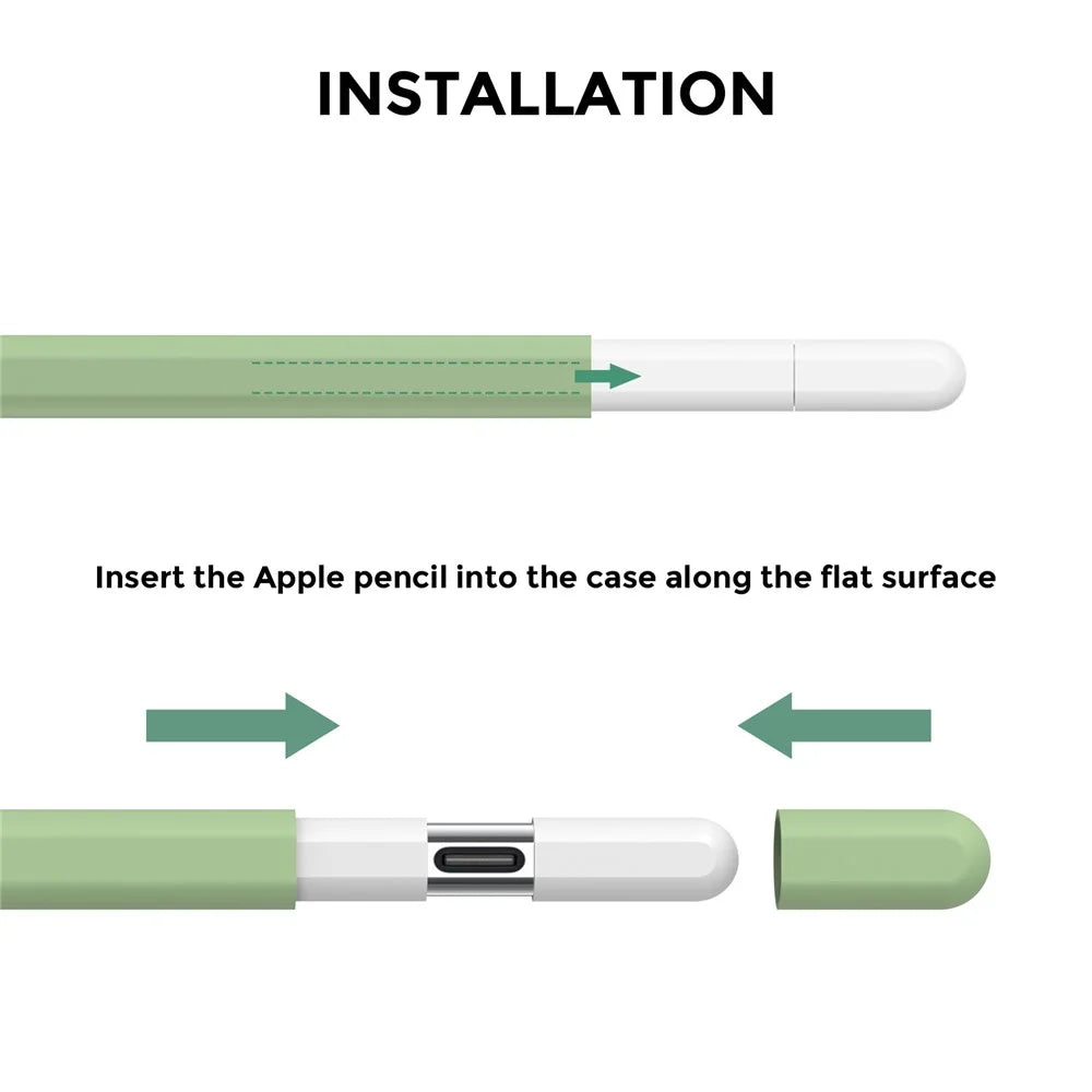 AHASTYLE PT65-3 2Pcs for Apple Pencil 3 Silicone Case Ultra Thin Stylus Protective Sleeve - White / Avocado Green - 4