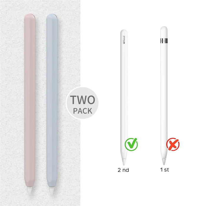 AHASTYLE PT65 2Pcs for Apple Pencil (2nd Generation) Stylus Silicone Case Pen Protective Sleeve Cover - Pink / Baby Blue - 2