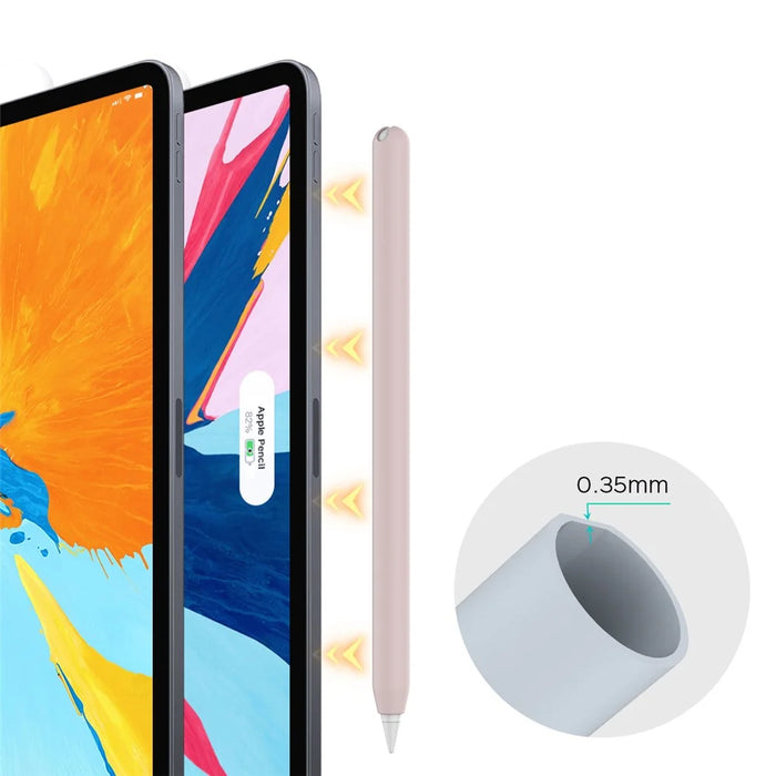 AHASTYLE PT65 2Pcs for Apple Pencil (2nd Generation) Stylus Silicone Case Pen Protective Sleeve Cover - Pink / Baby Blue - 4