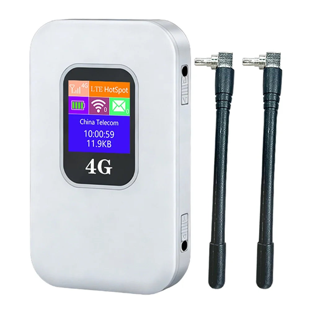 M1-E 4G LTE Mobile WiFi Router with 2 Antennas Smart OLED Display WiFi 6 300Mbps Portable Hotspot, Eurasian Version - White - 1