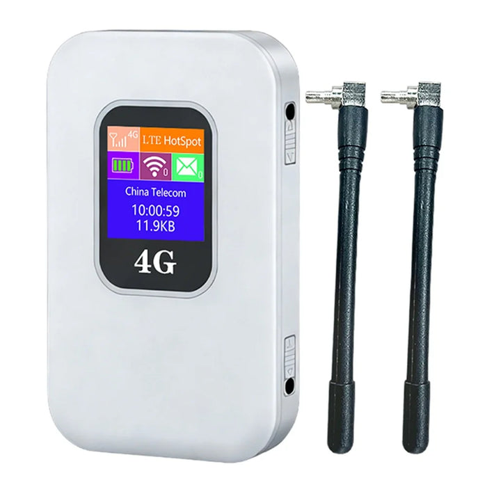 M1-E 4G LTE Mobile WiFi Router with 2 Antennas Smart OLED Display WiFi 6 300Mbps Portable Hotspot, Eurasian Version - White - 1