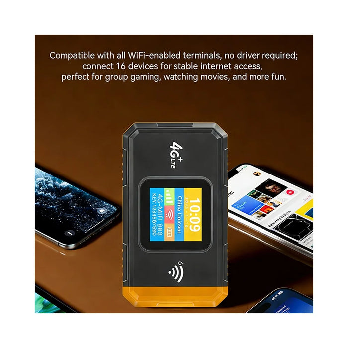 MF967B-E WiFi6 Portable 4G LTE Mobile Hotspot Router with Color Display 300Mbps Wireless Modem, Eurasian Version - Orange - 3