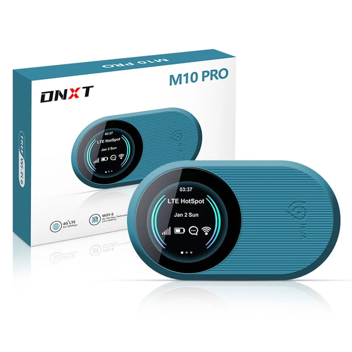 DNXT M10 Pro 4G LTE WiFi 6 Portable Wireless Router Mobile Hotspot with Color OLED Display - Blue - 1