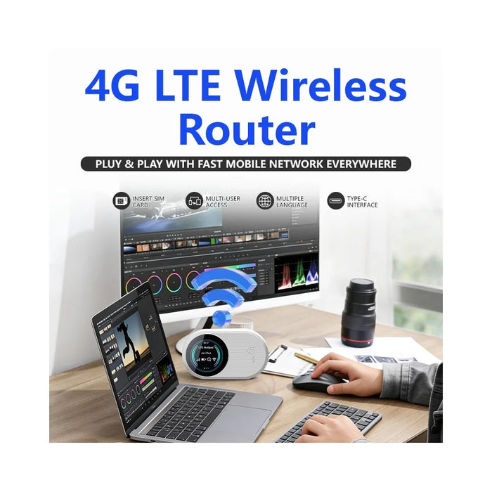 DNXT M10 Pro 4G LTE WiFi 6 Portable Wireless Router Mobile Hotspot with Color OLED Display - Blue - 2