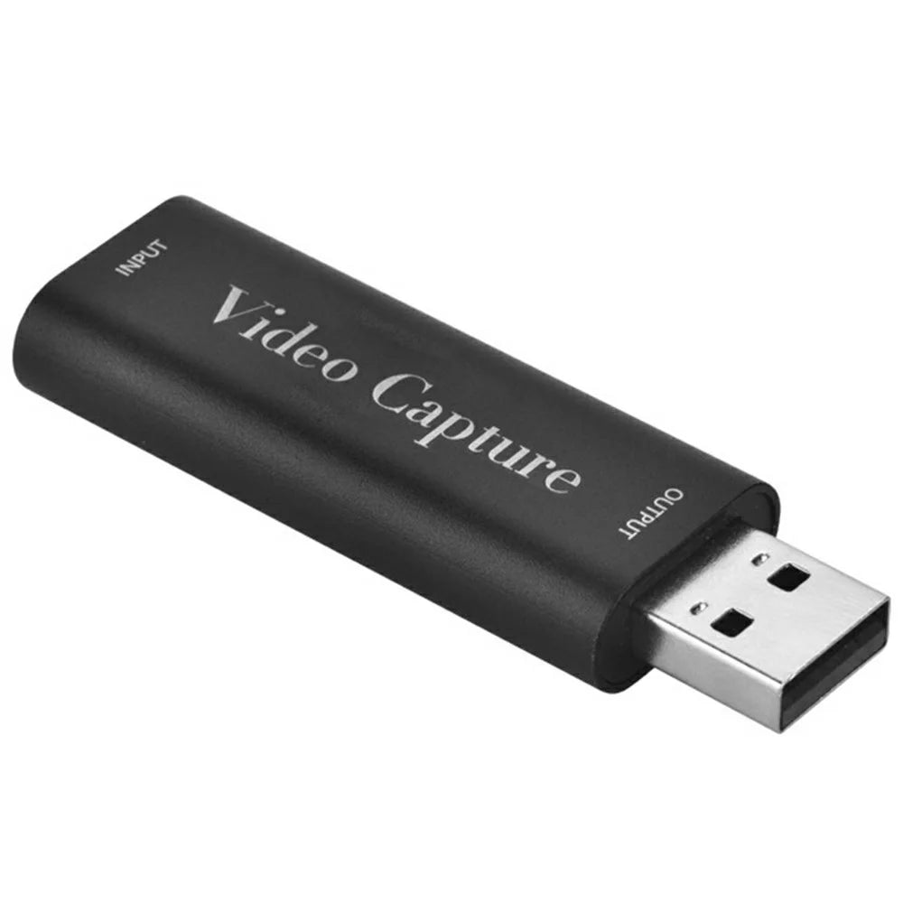 HU-01 USB Video Capture Card HD to USB 2.0 Game Recording 1080P 60fps Live Streaming Adapter - Black - 1