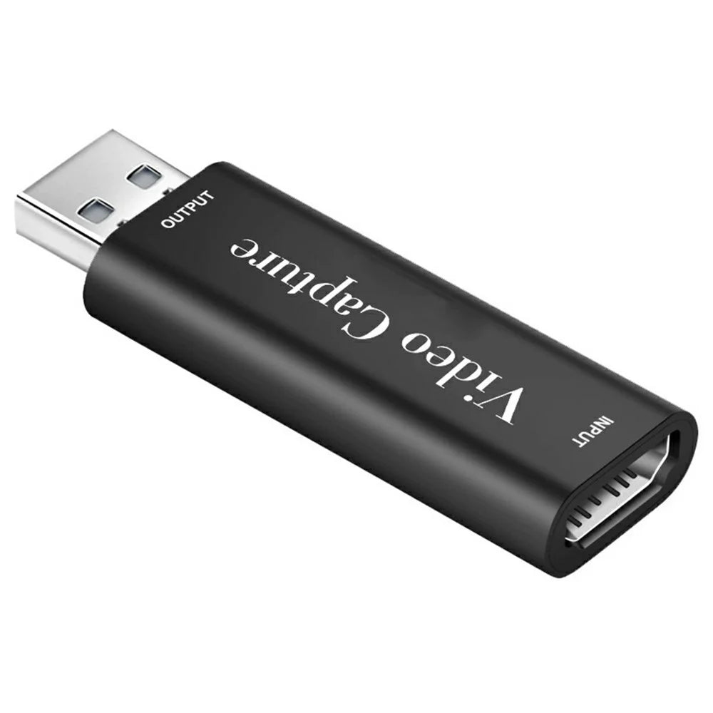 HU-01 USB Video Capture Card HD to USB 2.0 Game Recording 1080P 60fps Live Streaming Adapter - Black - 2