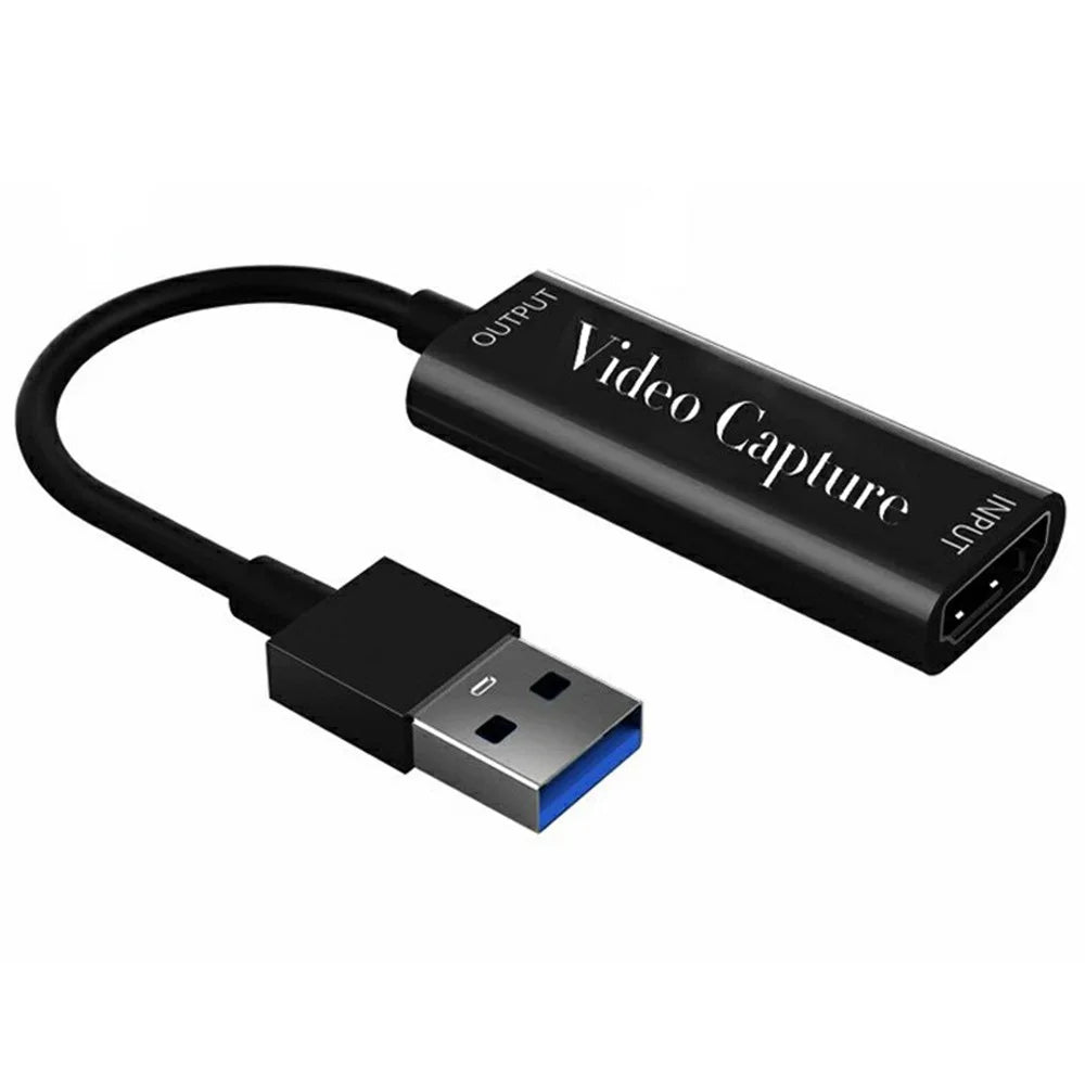 HU-02 HD to USB 3.0 Video Capture Card for PS4 / Xbox / Nintendo Switch 1080P Game Recording Live Streaming Adapter Cable OBS Compatible - Black - 1