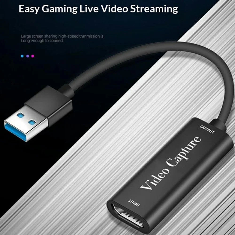 HU-02 HD to USB 3.0 Video Capture Card for PS4 / Xbox / Nintendo Switch 1080P Game Recording Live Streaming Adapter Cable OBS Compatible - Black - 6