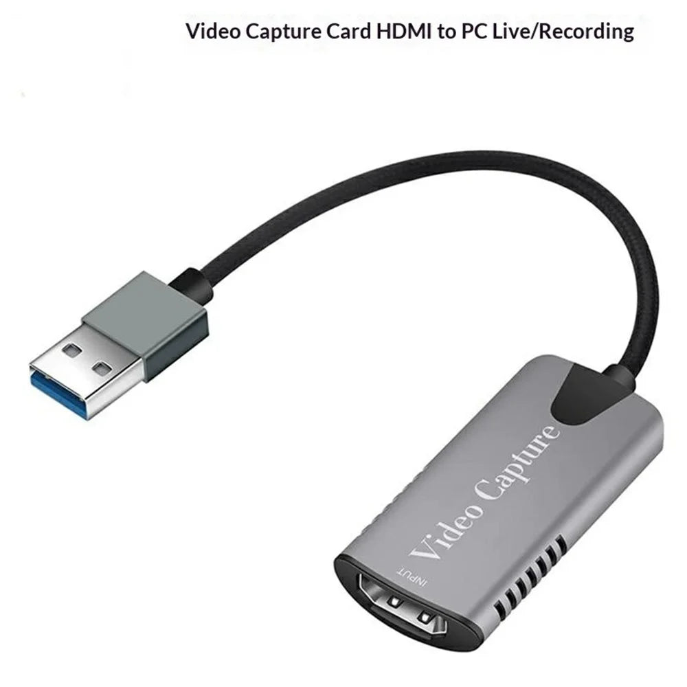 HU-04 USB 2.0 Video Capture Card 4K Input 1080P Output HD to USB Converter for Game Console / Mobile Phone / Camcorder - Grey - 2