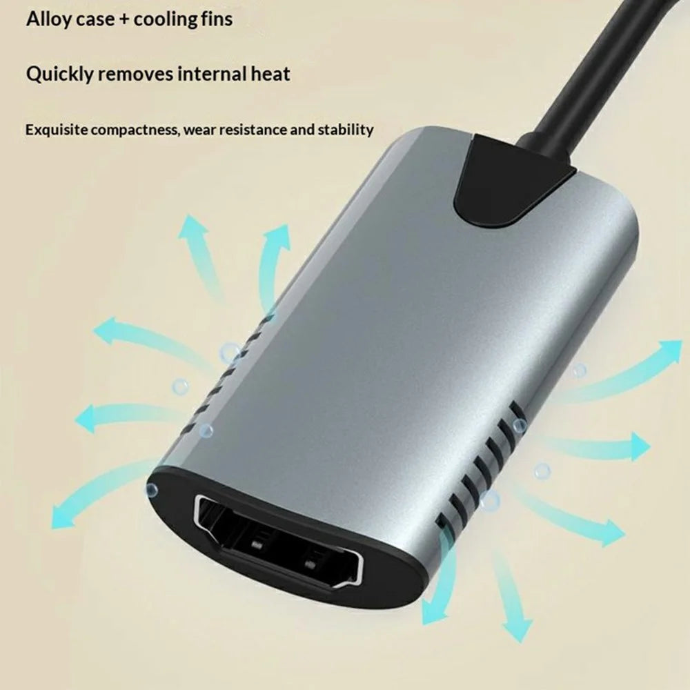 HU-04A HD to USB-C / USB-A 2 in 1 Video Capture Card 1080P 60Hz Aluminum Alloy Game Recording Streaming Adapter Cable - Grey - 5