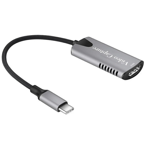 HU-04C HD to USB-C Video Capture Card 4K Game Streaming Live Broadcast Recorder Adapter - Grey - 1