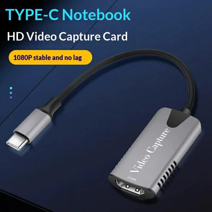 HU-04C HD to USB-C Video Capture Card 4K Game Streaming Live Broadcast Recorder Adapter - Grey - 2