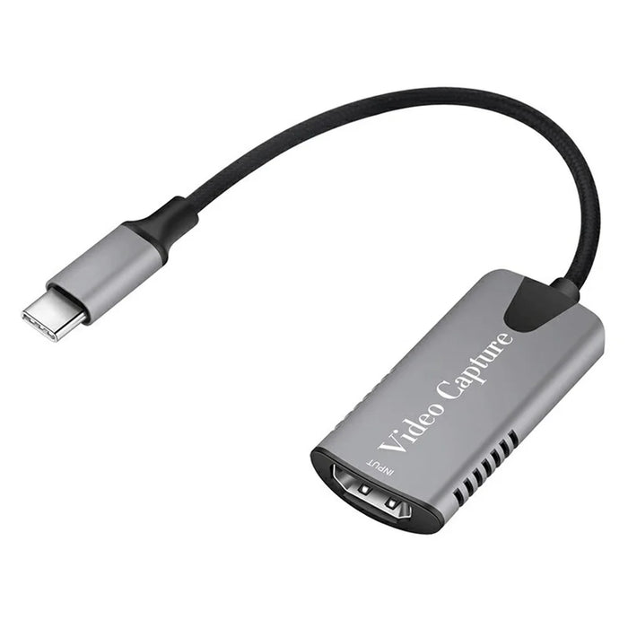 HU-04C HD to USB-C Video Capture Card 4K Game Streaming Live Broadcast Recorder Adapter - Grey - 5