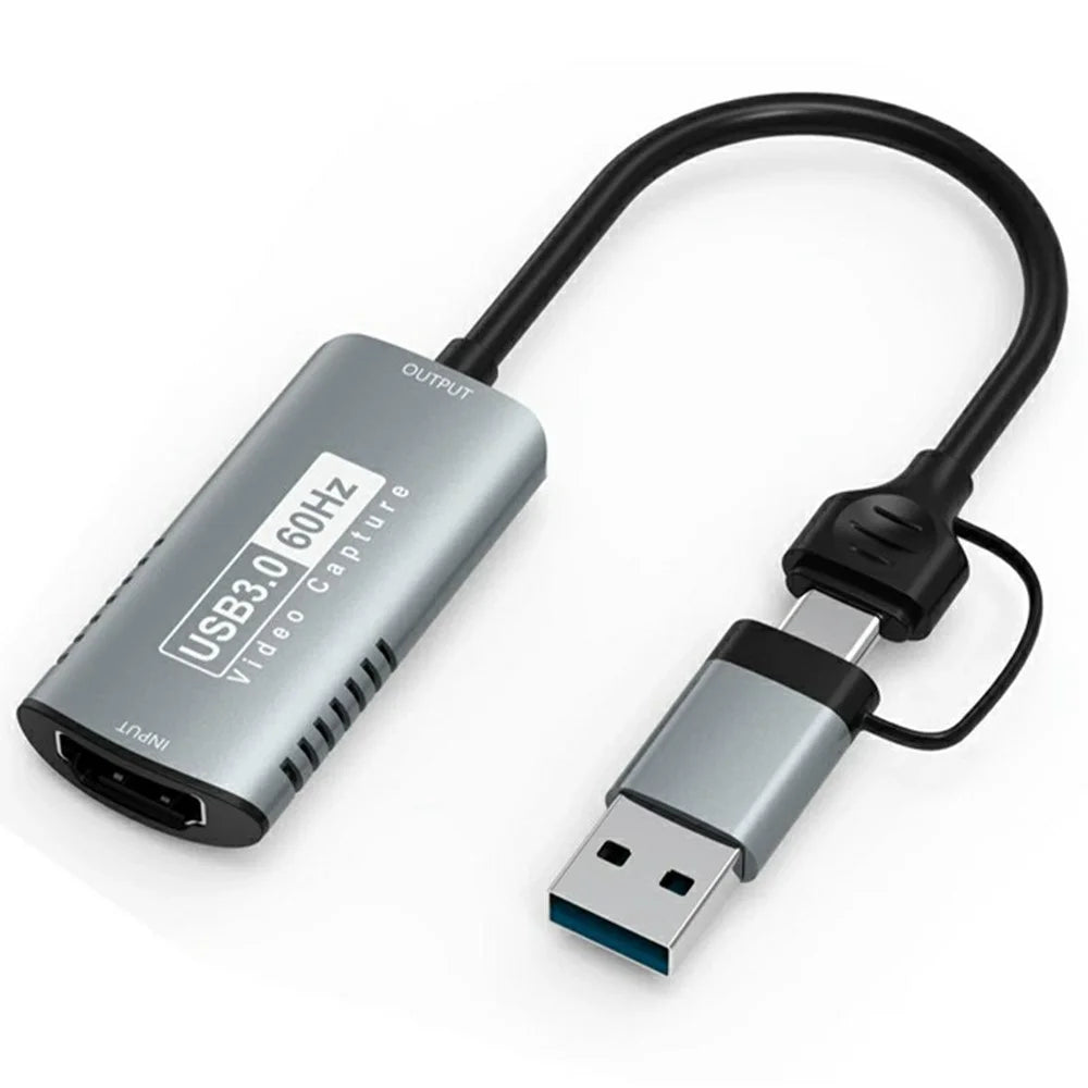 HU-08A HD to USB 3.0  /  USB-C 2 in 1 Video Capture Card 1080P 60Hz HD Capture Adapter (Chip: MS2130) - Grey - 1
