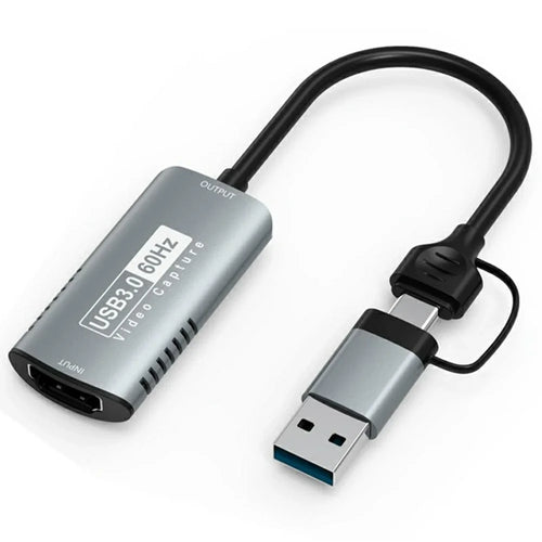 HU-08A HD to USB 3.0  /  USB-C 2 in 1 Video Capture Card 1080P 60Hz HD Capture Adapter (Chip: MS2130) - Grey - 1