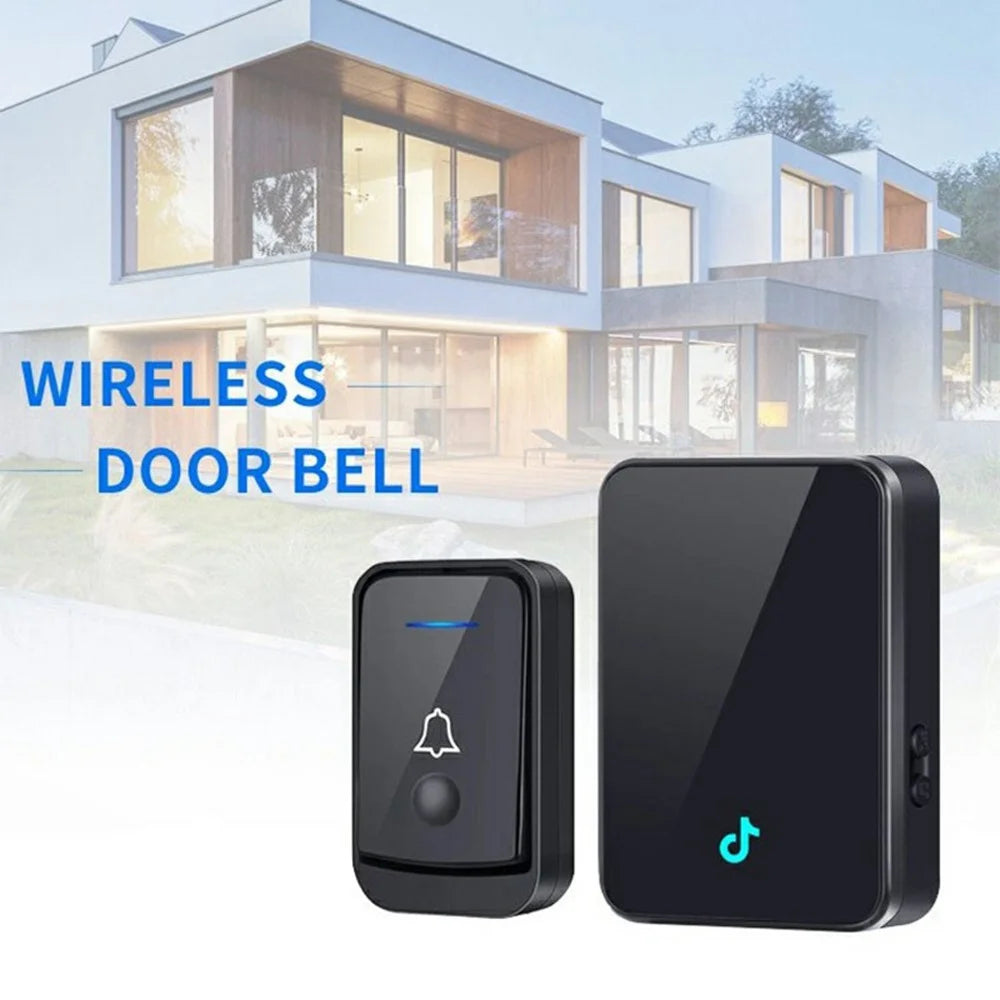 Q502 433MHz Wireless Doorbell with 1 Transmitter + 1 Receiver 45 Ringtones IP44 Waterproof Door Chime - Black - 2