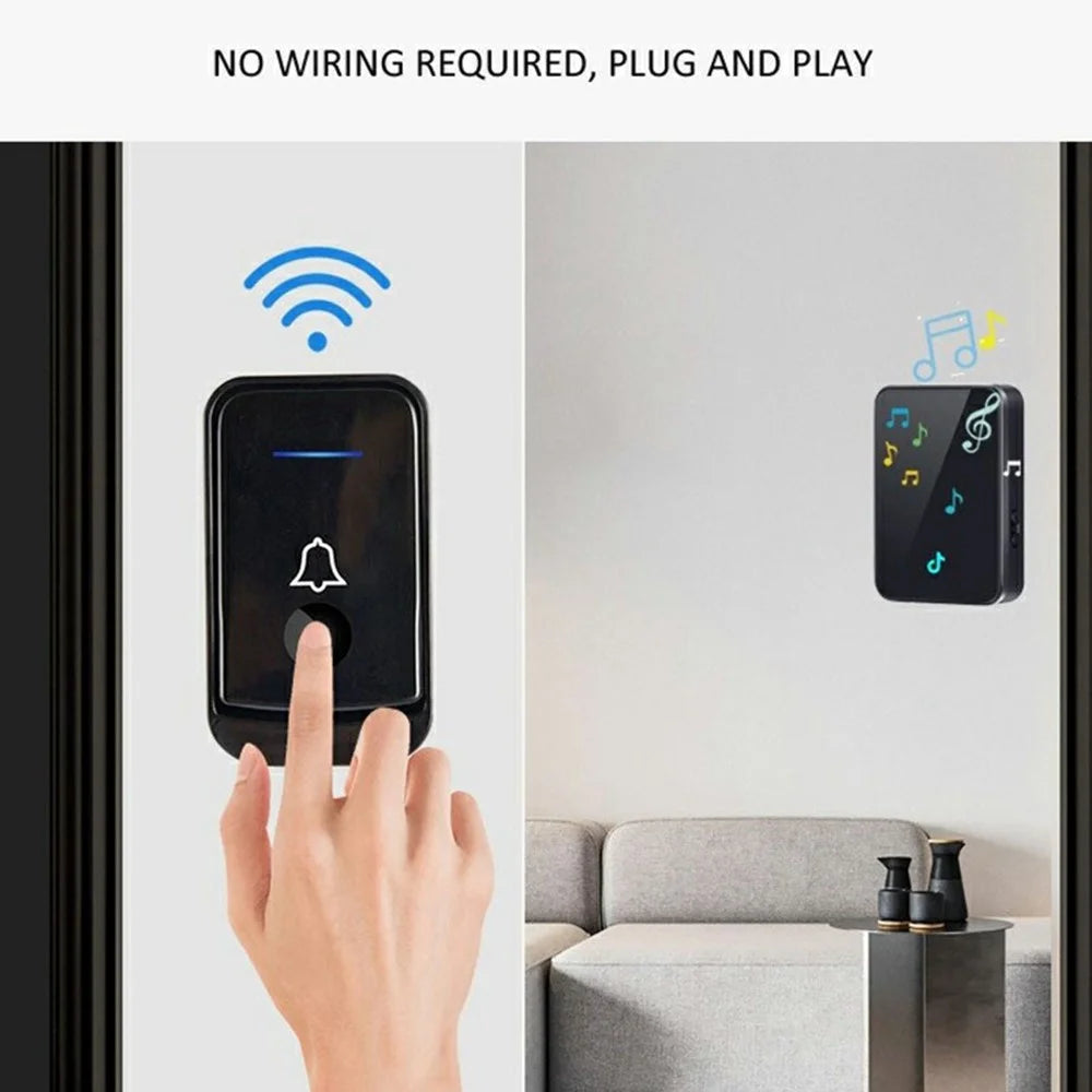 Q502 433MHz Wireless Doorbell with 1 Transmitter + 1 Receiver 45 Ringtones IP44 Waterproof Door Chime - Black - 3