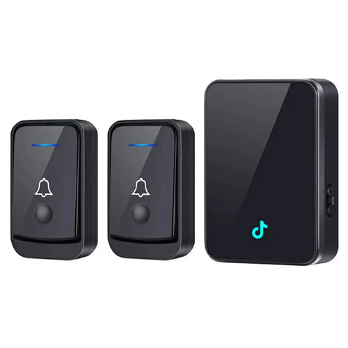 Q502 433MHz Wireless Doorbell with 2 Transmitters + 1 Receiver 45 Ringtones IP44 Waterproof Door Chime - Black - 1