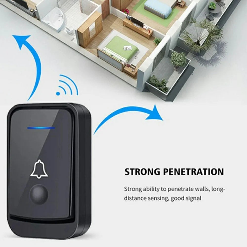Q502 433MHz Wireless Doorbell with 2 Transmitters + 1 Receiver 45 Ringtones IP44 Waterproof Door Chime - Black - 6