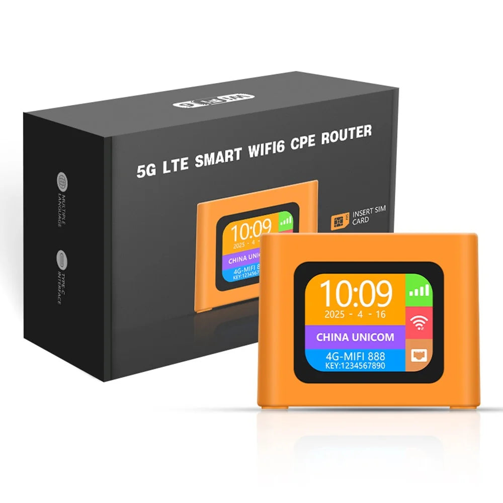 Q51-E 4G LTE WiFi 6 Router with 3000mAh Battery Color Display CPE Wireless Modem with SIM Card Slot and RJ45 Port - EU Plug - 7