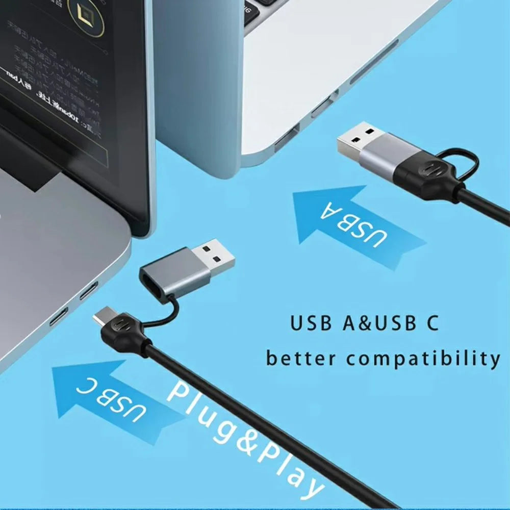 HC-78 4 in 1 Hub Ethernet Adapter USB C / USB A to USB 3.0 / 2.0 RJ45 Network Card Splitter Docking Station - Grey - 3