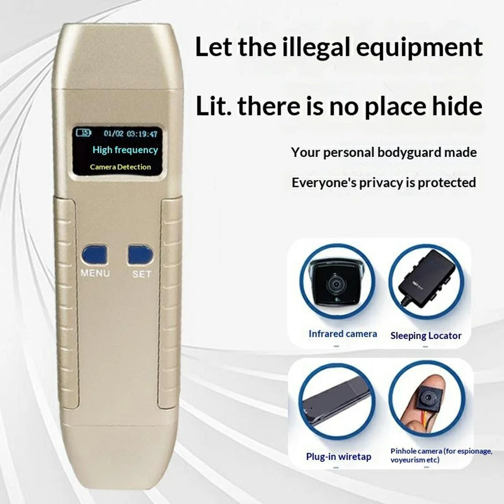 DS616 Multi-function Signal Detector Camera Finder GPS Scanner RF Bug Sweeper with OLED Display - Gold - 2