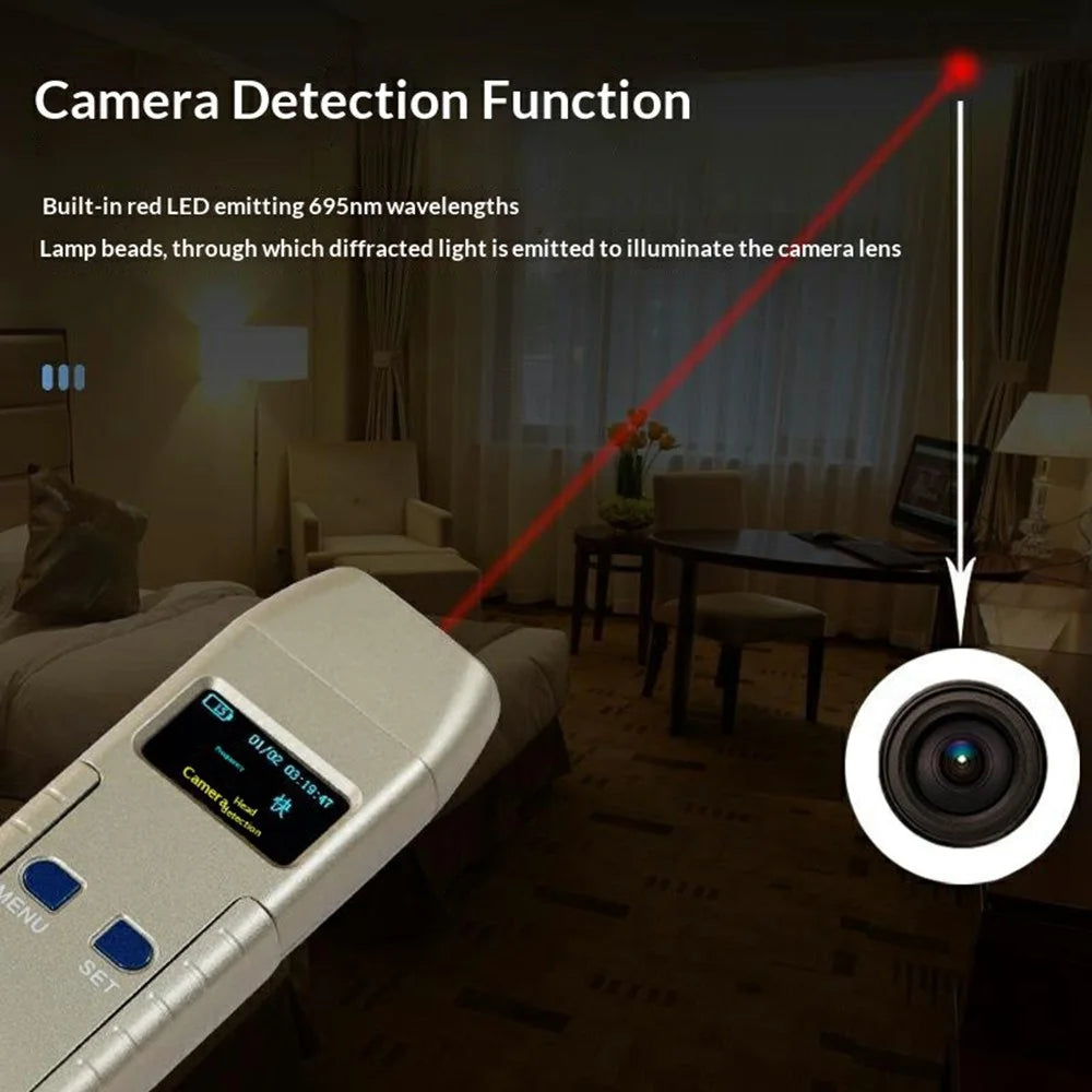 DS616 Multi-function Signal Detector Camera Finder GPS Scanner RF Bug Sweeper with OLED Display - Gold - 3