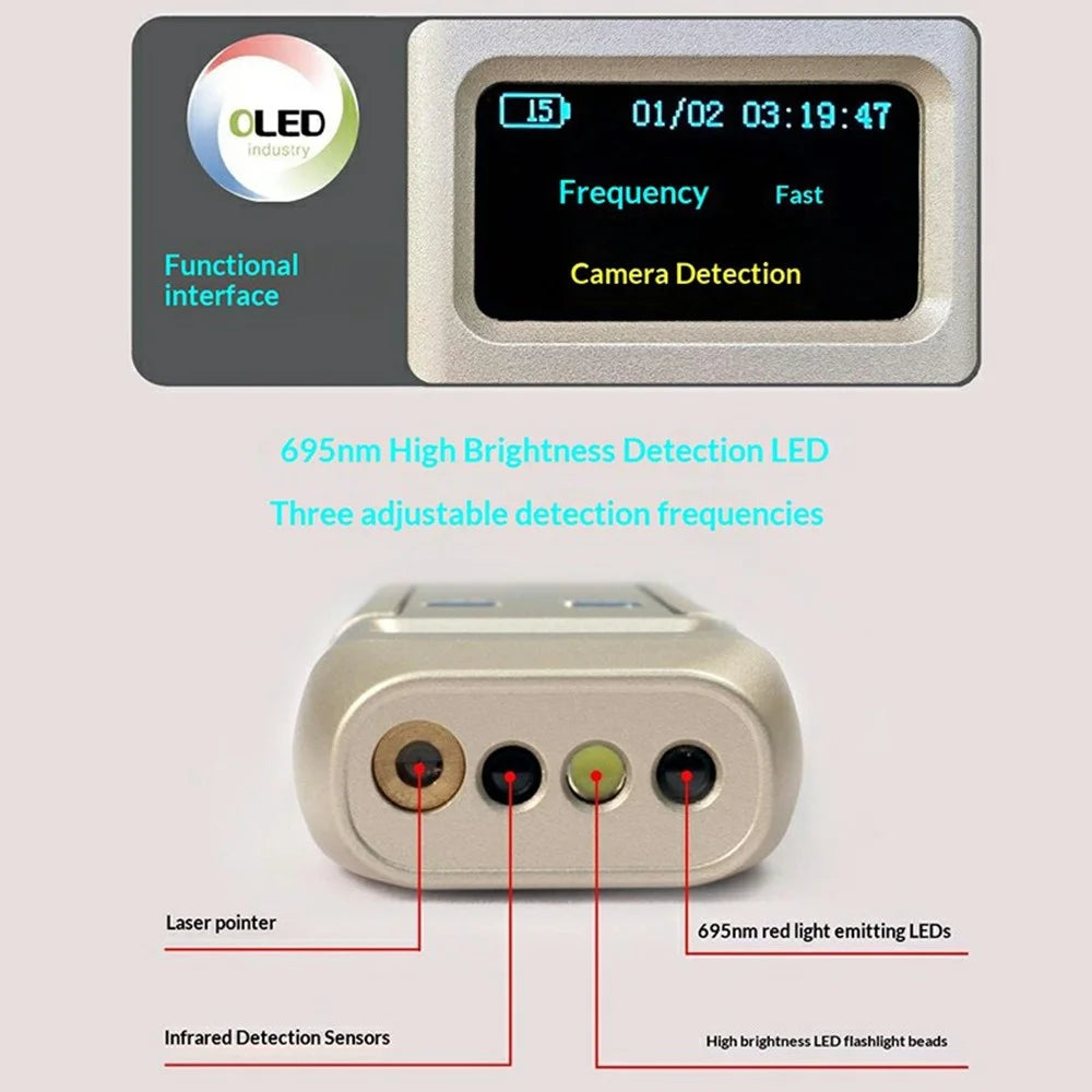 DS616 Multi-function Signal Detector Camera Finder GPS Scanner RF Bug Sweeper with OLED Display - Gold - 5