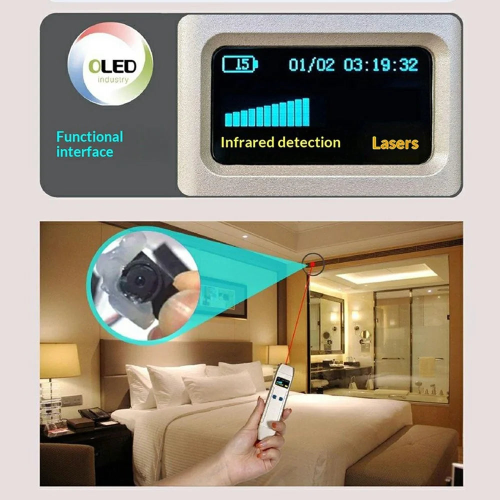 DS616 Multi-function Signal Detector Camera Finder GPS Scanner RF Bug Sweeper with OLED Display - Gold - 7