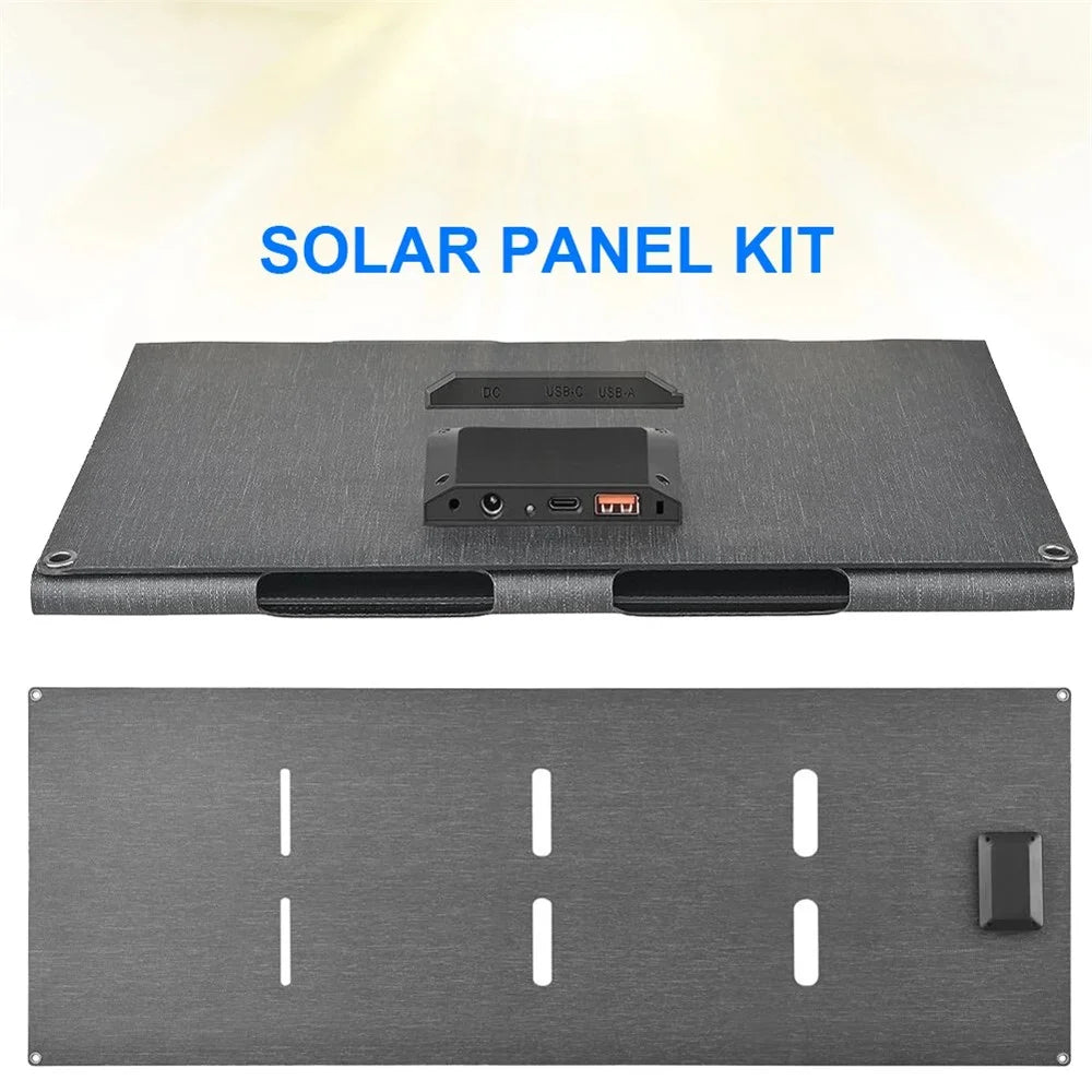 DE-60 60W Foldable Solar Panel Charger with Type-C / USB / DC Ports IP65 Waterproof Monocrystalline Solar Charger - Black - 5