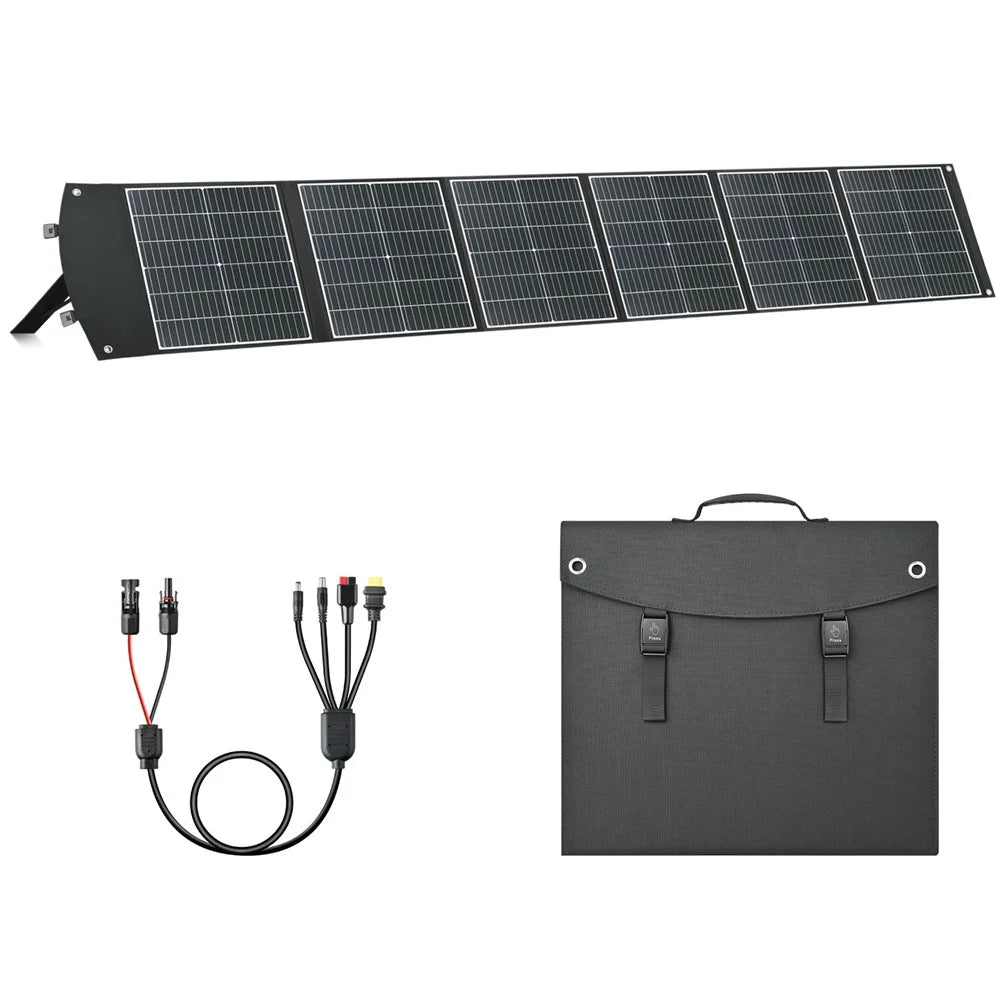 UC-200D 200W Portable ETFE Foldable Solar Panel Charger 20V 12V 9V for Outdoor Camping Phone Laptop Power Supply - Black - 1
